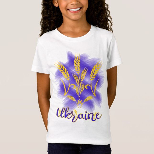 T-Shirt Trident ukrainien fait d'oreille de blé (Devant)