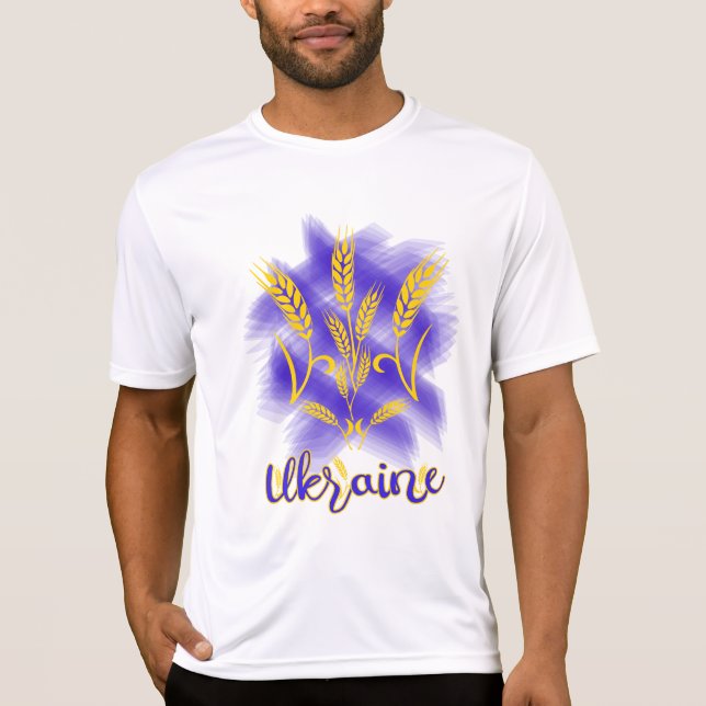 T-shirt Trident ukrainien fait d'oreille de blé (Devant)
