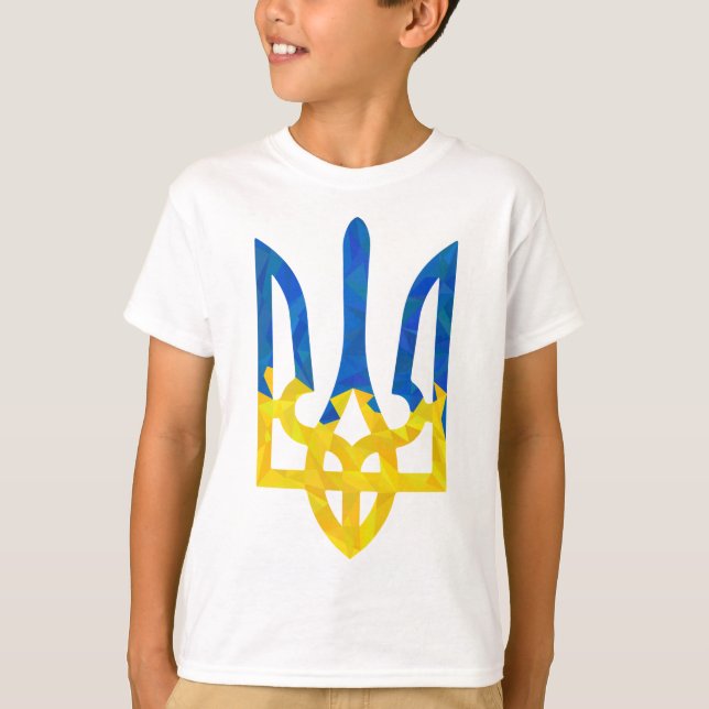 T-shirt Trident ukrainien polygonal faible (Devant)