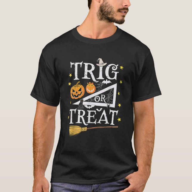 T-shirt Trier Ou Traiter Halloween Math Citrouille Chat Ar (Devant)
