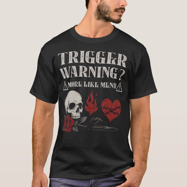 T-shirt Trigger Warning Dark Romance Reader Spicy Bookish  (Devant)