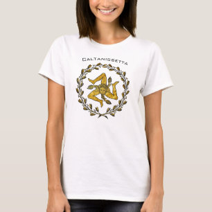 T-shirt Trinacria sicilien et guirlande olive