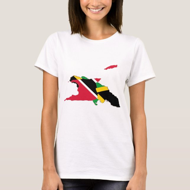 T-shirt Trinidad Jamaïque design - Carte (Devant)