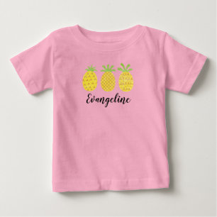 T-shirt trio ananas pour bébé filles aquarelle