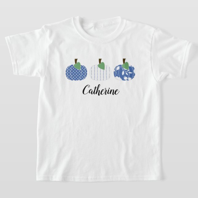 T-shirt Trio Citrouille bleu filles (Poser)