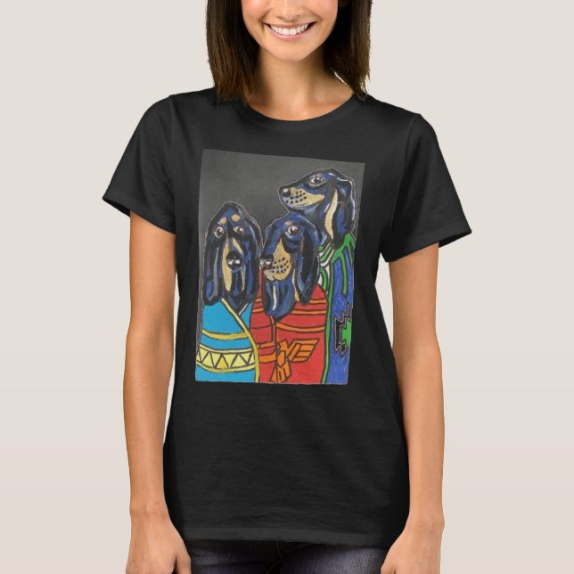 T-shirt Trio Coon Dogs in Native American Blankets (Devant)