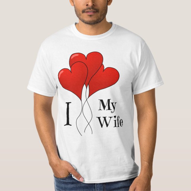 T-shirt Trio de ballons en forme de cœur rouge J'aime ma f (Devant)