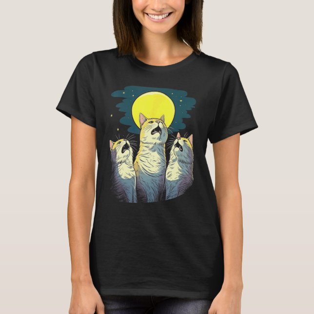 T-shirt Trio de chats du Chœur au Clair de Lune chantant d (Devant)