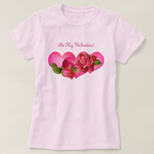 T-shirt Trio de coeur avec rose roses Saint Valentin