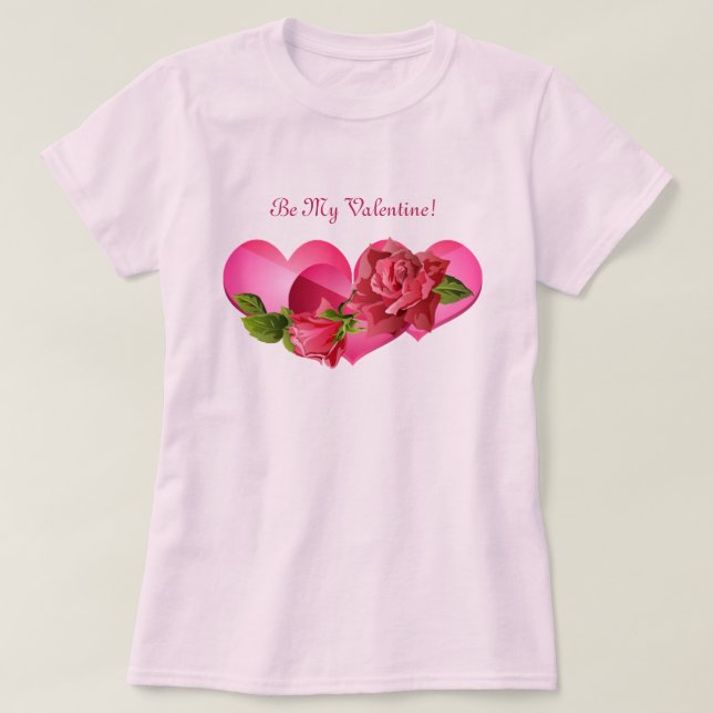 T-shirt Trio de coeur avec rose roses Saint Valentin (Design devant)