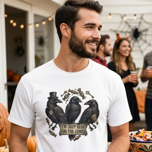 T-shirt Trio de corbeaux vintage pour bonbons d'Halloween