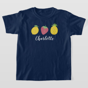 T-shirt trio de fruits tropicaux d'été pour fille