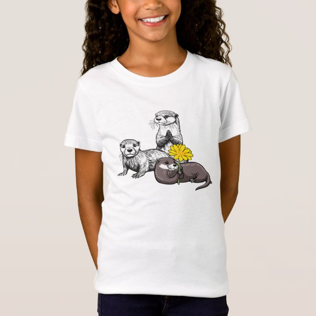 T-Shirt Trio de loutres mignonnes (Devant)