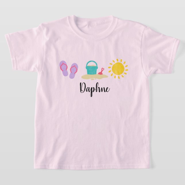 T-shirt Trio de plage fille à l'aquarelle (Poser)