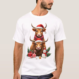 T-shirt Trio de vaches des Highlands de Noël vintage Cute 