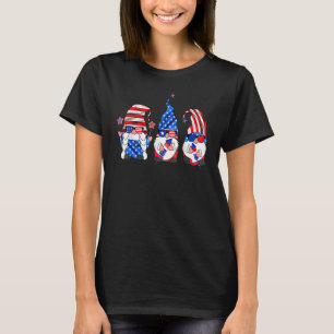 T-shirt Trio Gnomes Lunettes de soleil nous Drapeau 4 juil