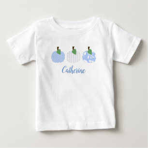 T-Shirt Trio pour Bébé Fille Citrouille Bleu Clair