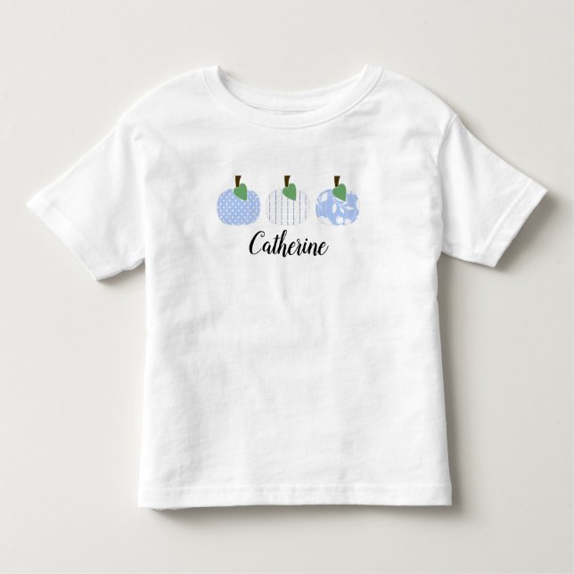 T-shirt trio pour fillettes avec citrouille bleu c (Devant)