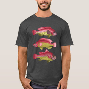 T-shirt Trio rouge et jaune de poissons d'imaginaire