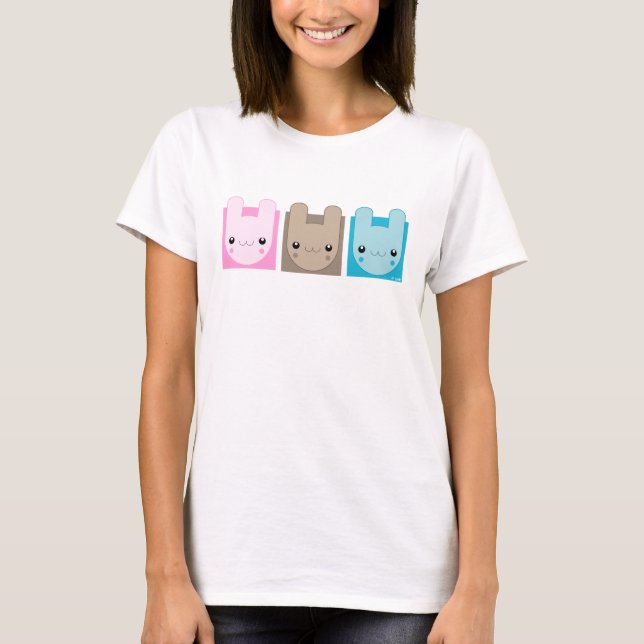 T-shirt Trio v.02 de lapin de Kawaii (Devant)