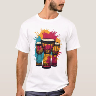 T-shirt Trio vibrant de tambours djembe