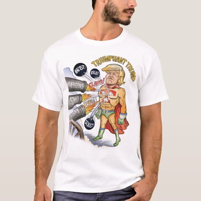 T-shirt triomphant de superhéros d'atout (Devant)
