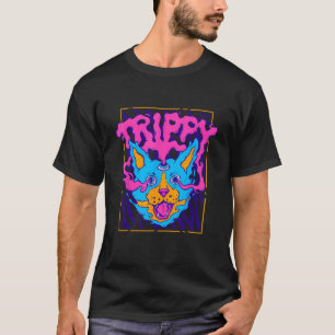 T-shirt Tripant Psychédélique Drôle Chat Hippie Rave Weird