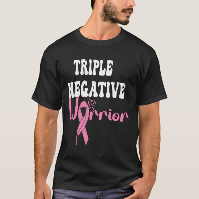 T-shirt Triple Guerrier Négatif Cancer Survivant Le sein p (Devant)