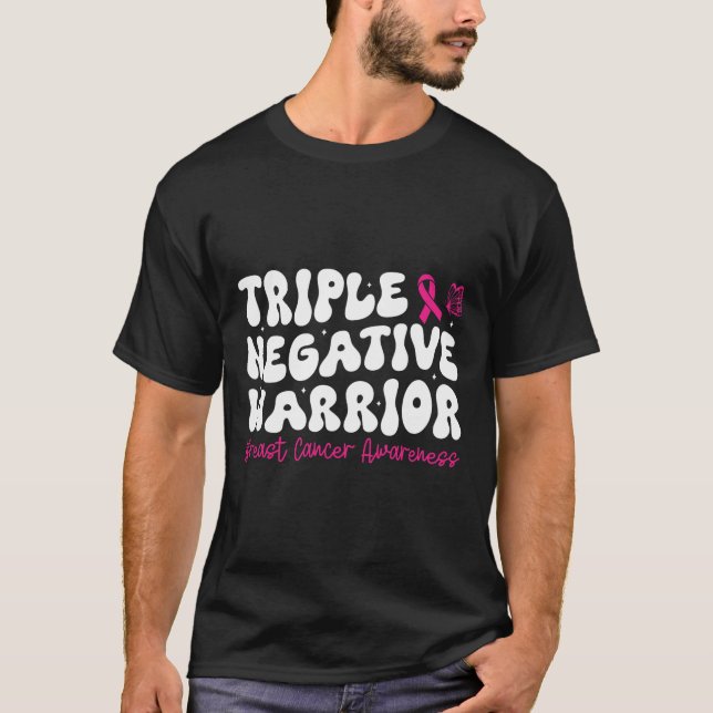 T-shirt Triple guerrier négatif Sensibilisation au cancer  (Devant)