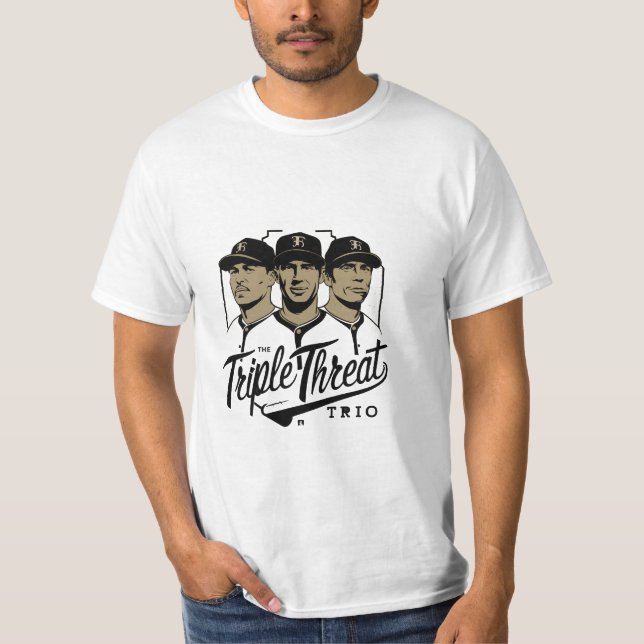 T-shirt triple menace trio de baseball jeu amoureux graphi (Devant)