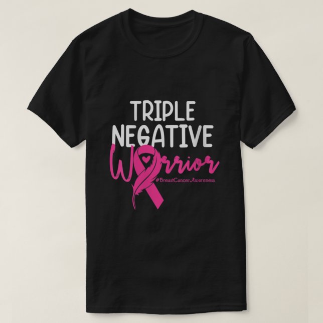 T-shirt Triple Négatif Warrior Rose Ribbon Breast Cancer (Design devant)