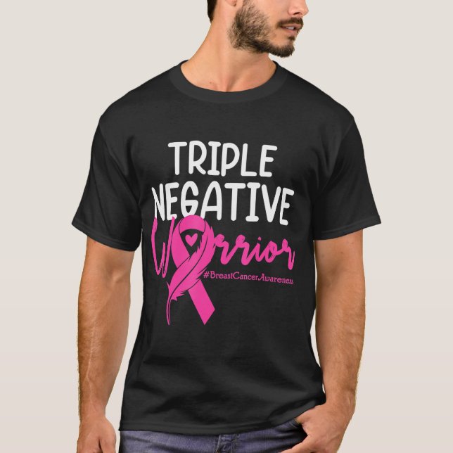 T-shirt Triple Négatif Warrior Rose Ribbon Breast Cancer (Devant)