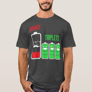 T-shirt Triplets Papa Papa Papa de 3 Enfants Batterie Faib