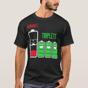 T-shirt Triplets Papa Papa Papa Papa De 3 Enfants Batterie