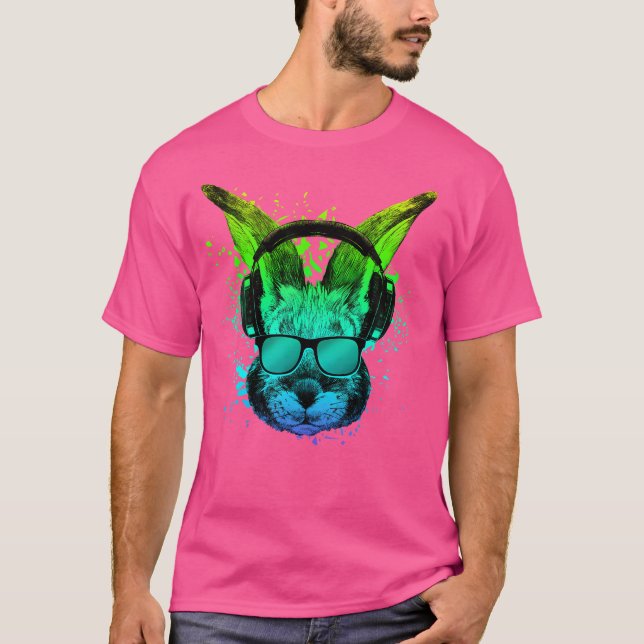 T-shirt Trippy Bunny Shirt Dj Ravers Edm Techno Psychedeli (Devant)