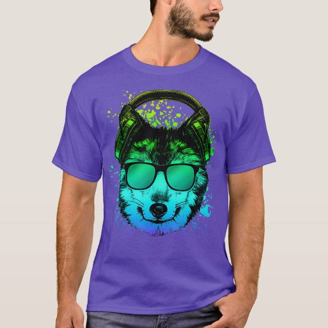 T-shirt Trippy DJ cadeau EDM Techno House Wolves Wolf (Devant)