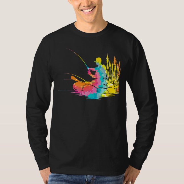 T-shirt Trippy Rainbow Hippie Tie Dye Fishing (Devant)