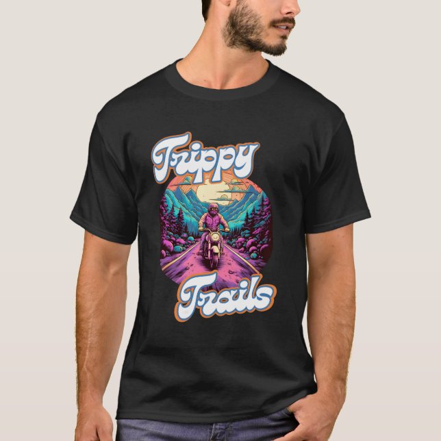 T-shirt Trippy Trails Motorcycle Rider Psychedelic Pour Ma (Devant)