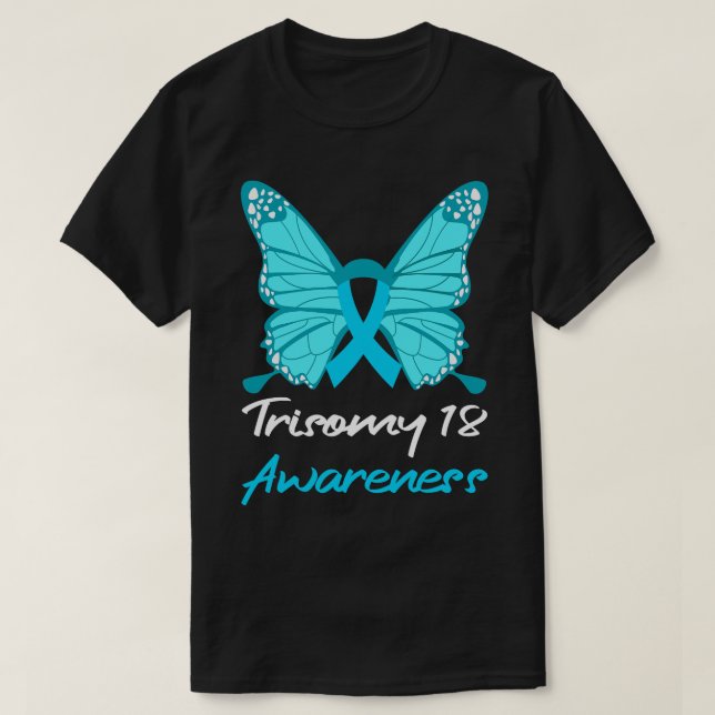 T-shirt Trisomie 18 Prise en charge des papillons de sensi (Design devant)