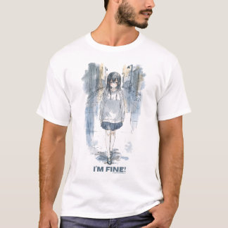 T-shirt Triste Anime Girl Rainy Mood Graphic Tee