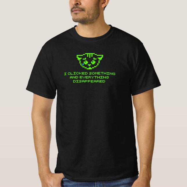T-shirt Triste Pixel Chat Cliqué Quelque Chose De Drôle Pr (Devant)