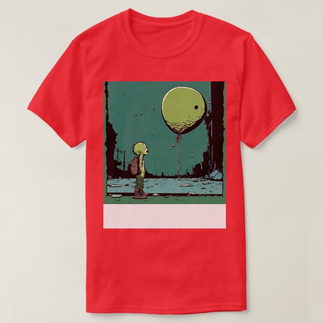 T-shirt Triste zombie avec un ballon (Design devant)