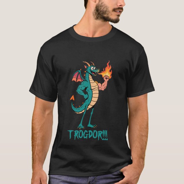 T-shirt Trogdor le Brûleur - Mème du Dragon au Bras Musclé (Devant)