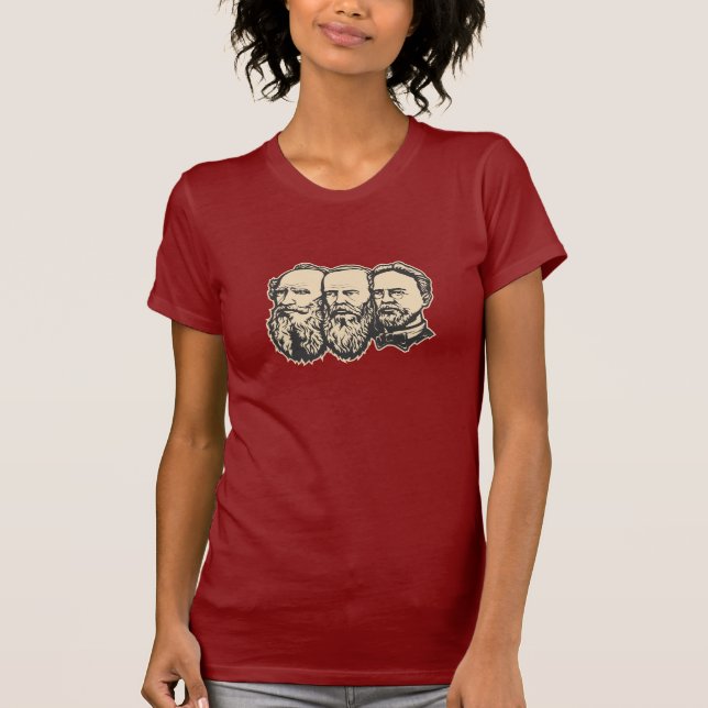T-shirt Troïka russe : Tolstoy, Dostoevsky, Chekhov (Devant)