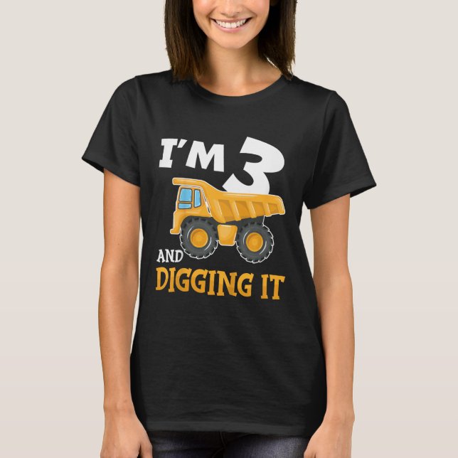 T-shirt Trois 3ans 3e anniversaire Construction Boy 3 ans  (Devant)