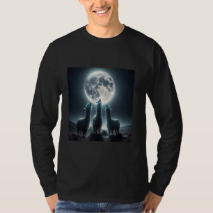 T-shirt Trois Alpacas hurlent à la lune Chemise drôle Lama