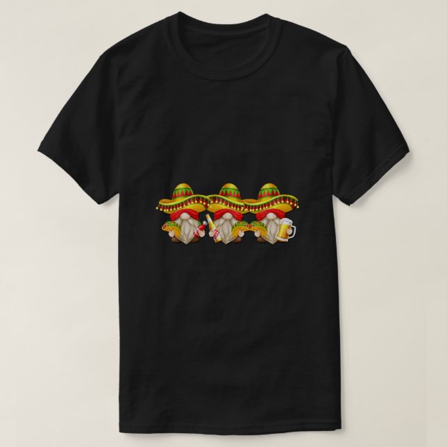 T-shirt Trois Amigos Avec Des Gnomes De Fiesta Mexicains P (Design devant)