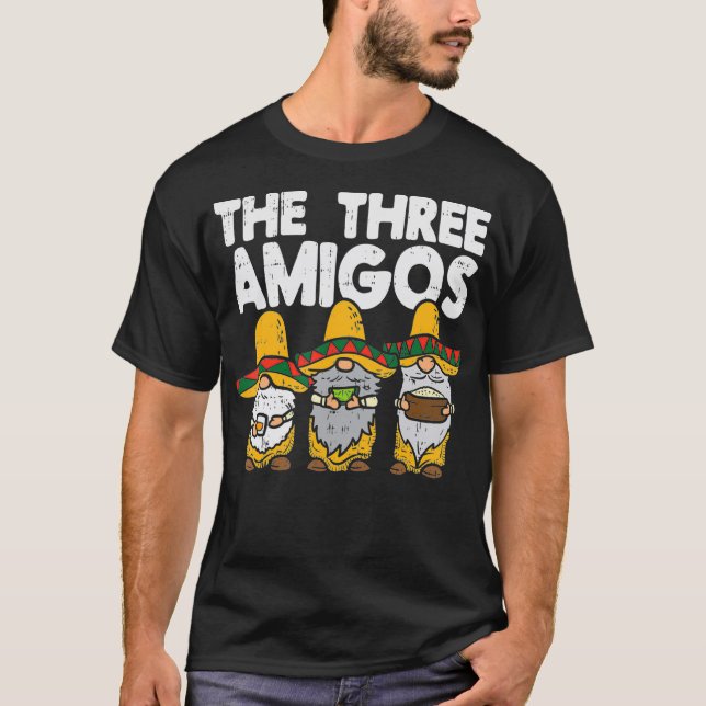T-shirt Trois Amigos Mexicains Gnomes Cute Cinco De Mayo F (Devant)