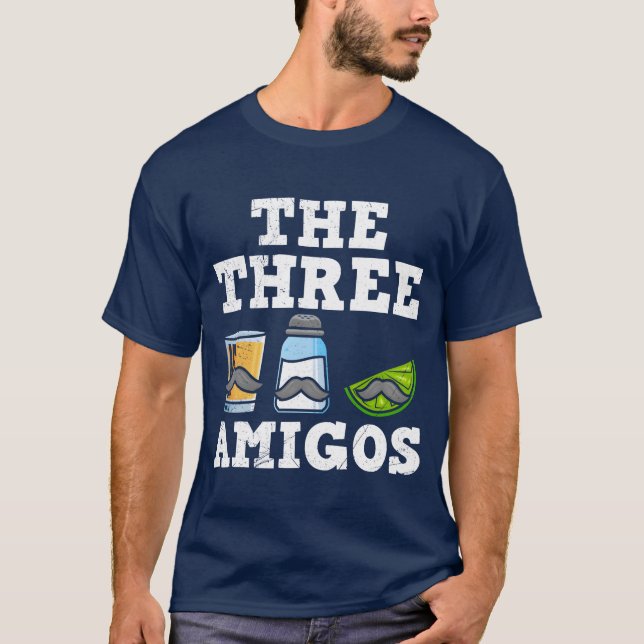 T-shirt trois amis tequila boisson drôle Meican (Devant)