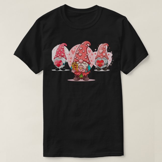 T-shirt Trois Beaux Gnomes Valentins Day Gnome Amour Amour (Design devant)